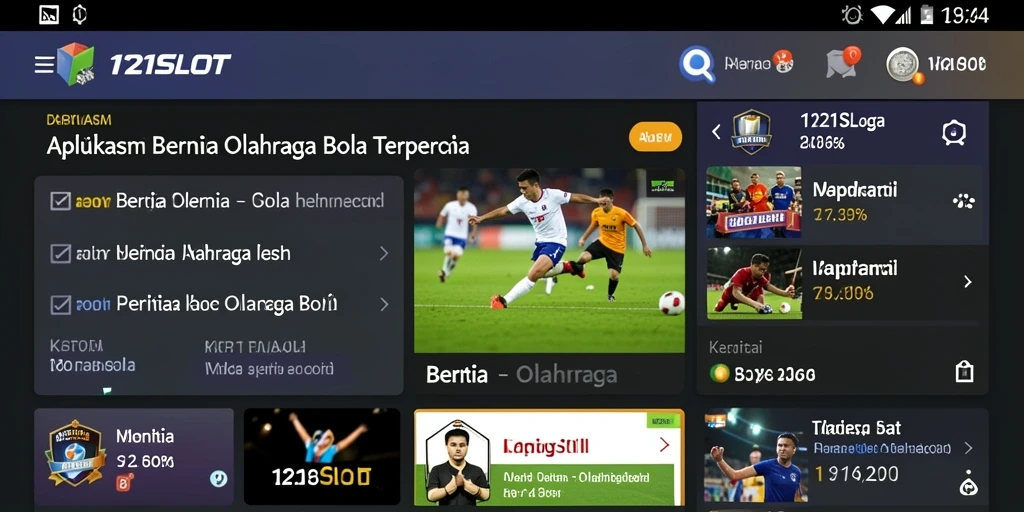 Tampilan antarmuka aplikasi 1121SLOT untuk berita olahraga bola.