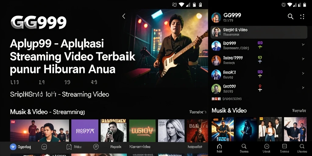 Antarmuka GG999 menampilkan berbagai pilihan streaming video dengan mudah.