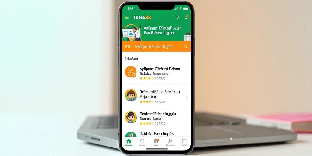 Tampilan antarmuka GIGA33 yang interaktif dan menarik untuk belajar bahasa Inggris.