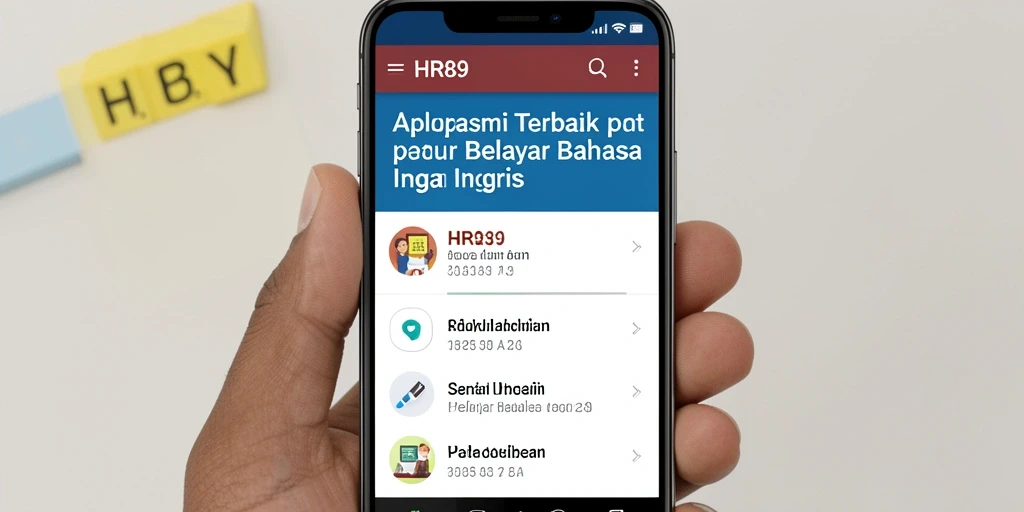 Tampilan antarmuka aplikasi HR89 untuk belajar Bahasa Inggris.