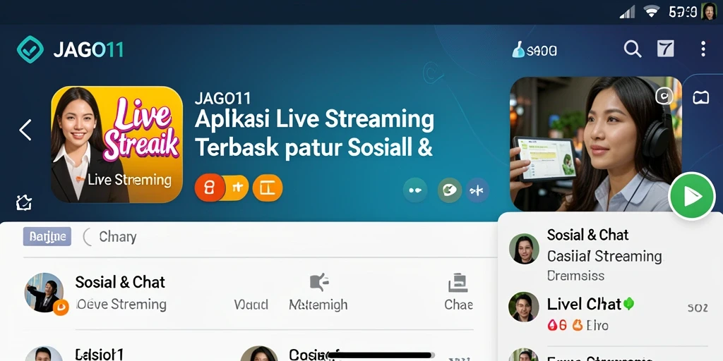 Tampilan antarmuka aplikasi JAGO11 yang modern saat Live Streaming.