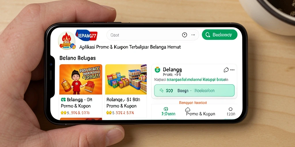 Screenshot utama aplikasi JEPANG77 yang menampilkan berbagai kupon dan promo.