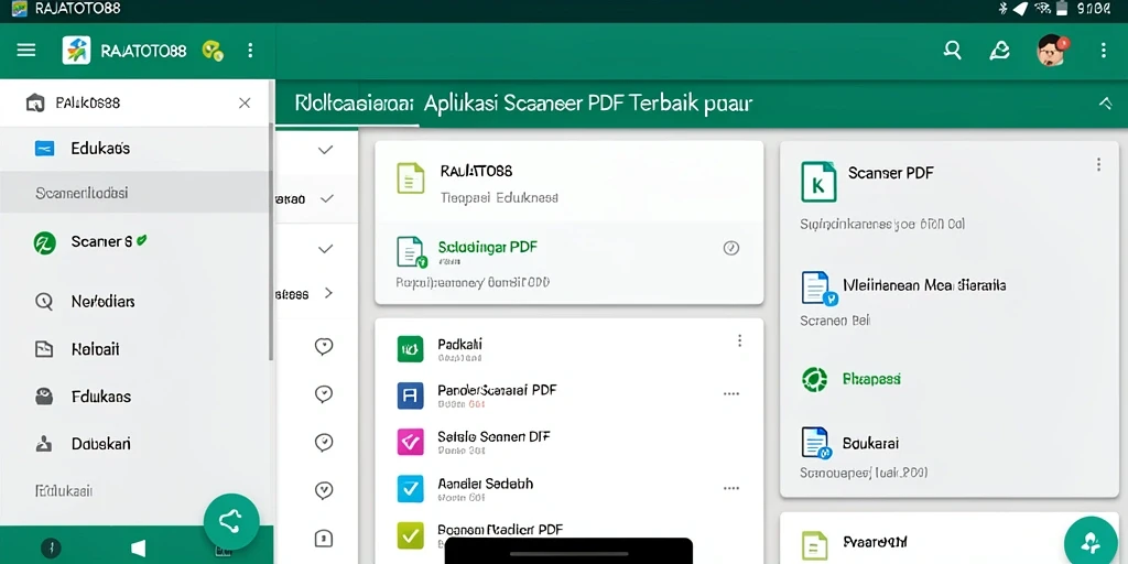 Antarmuka pengguna dan fitur pemindaian dokumen aplikasi RAJATOTO88.