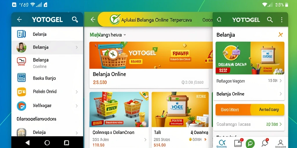 Antarmuka aplikasi YOTOGEL memberikan kemudahan berbelanja online.