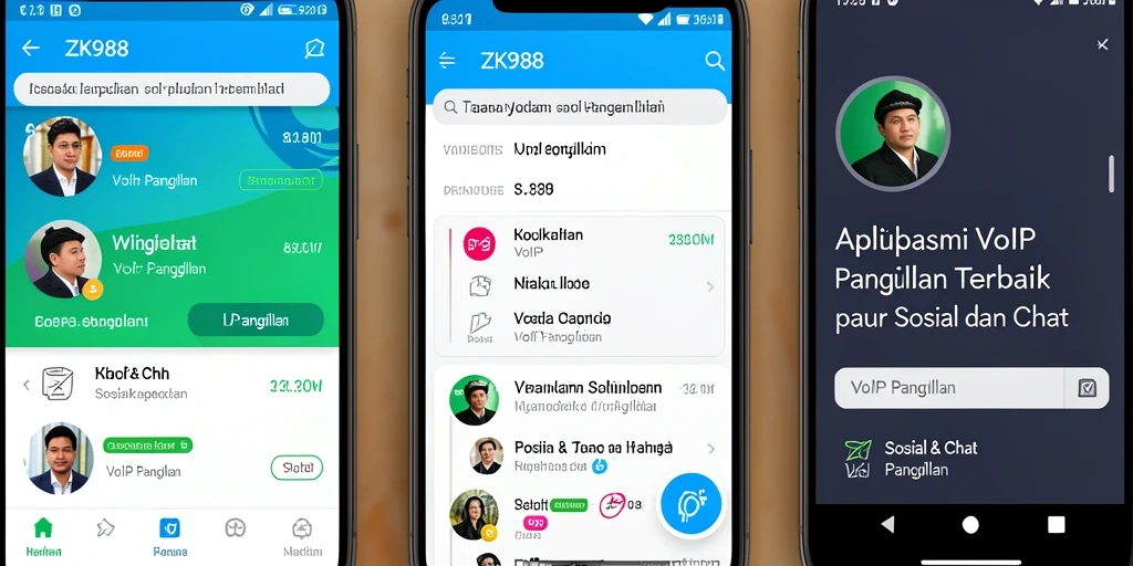 Antarmuka pengguna ZK988 untuk panggilan VoIP yang mudah digunakan.